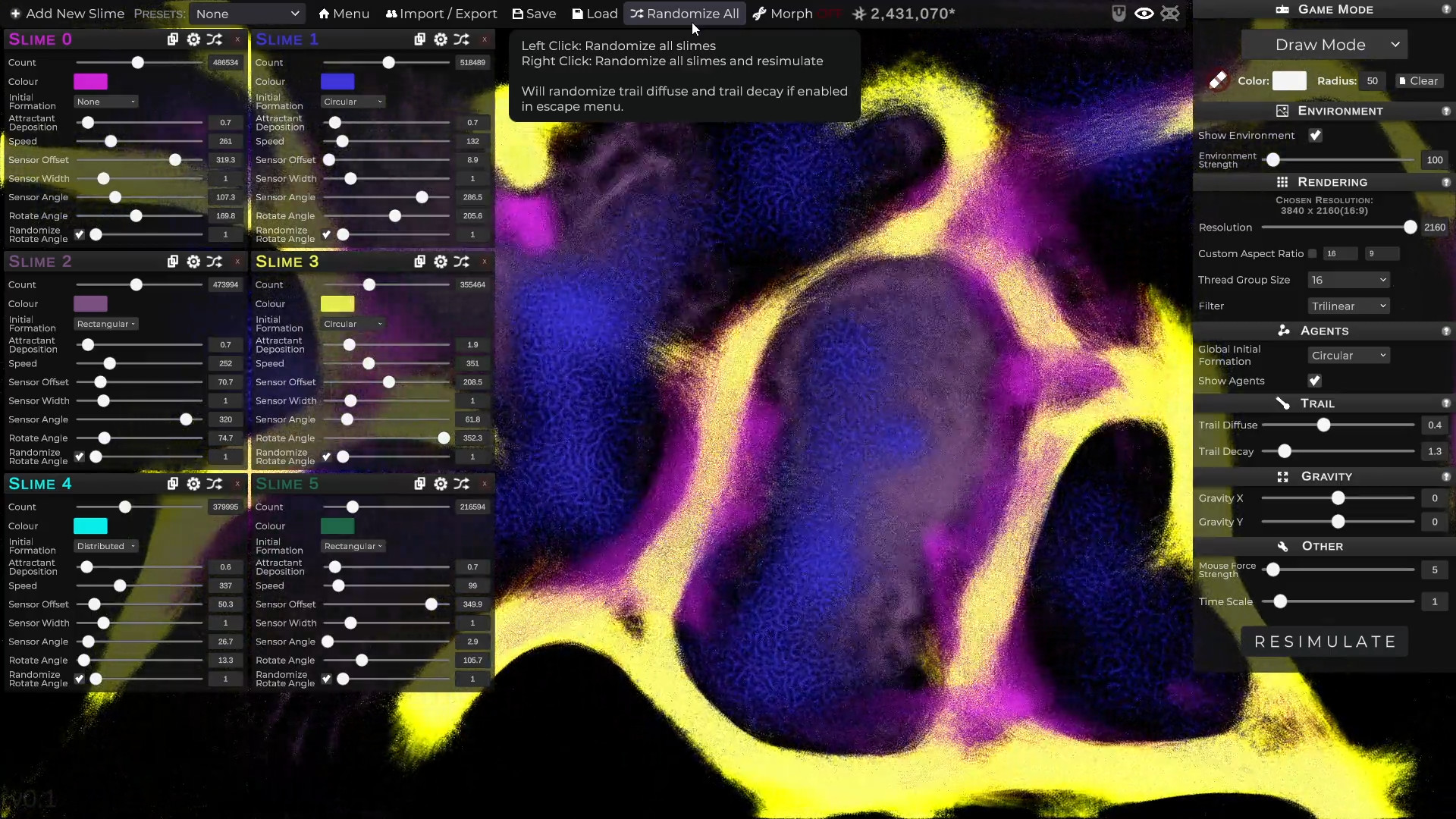 Physarum: Slime Mold Simulator