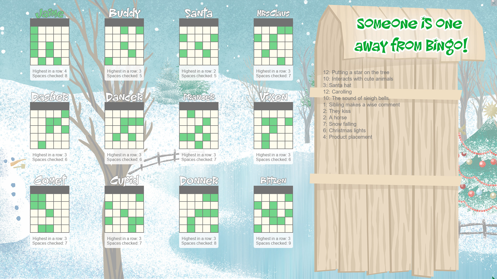 Christmas Movie Bingo