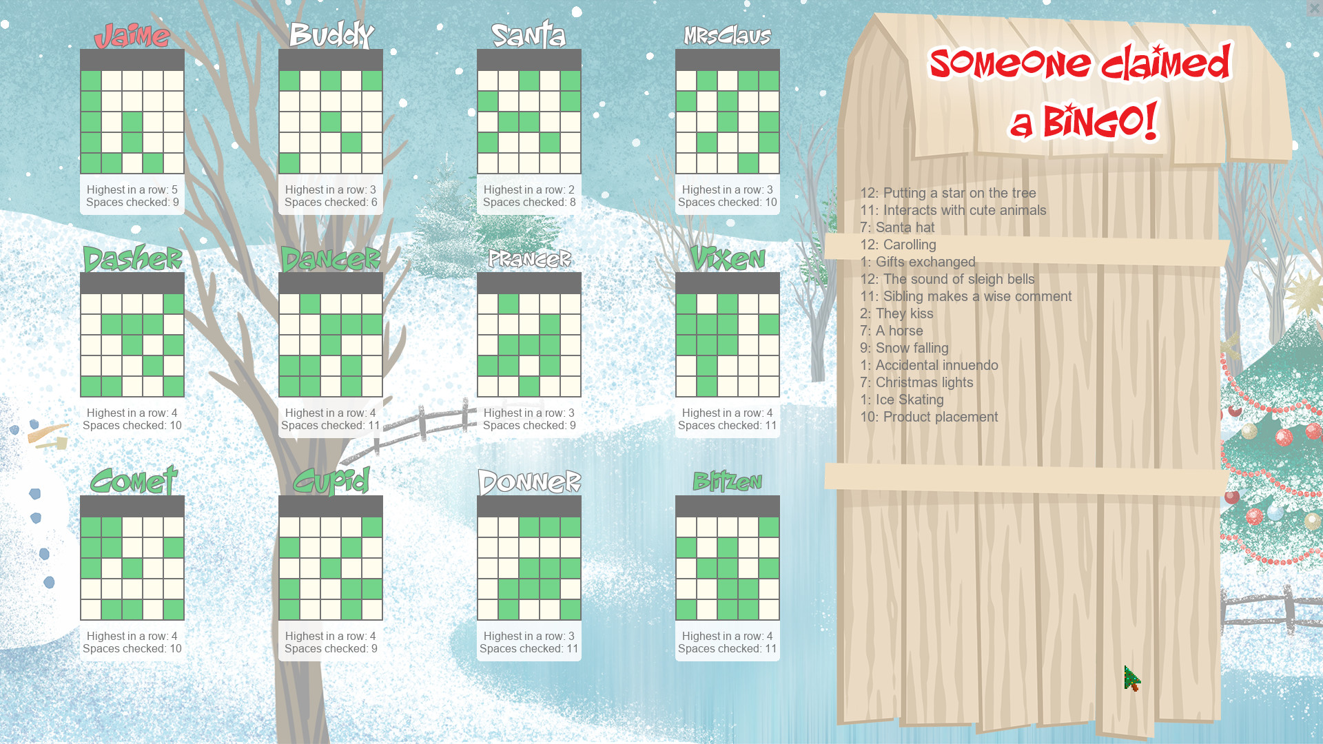 Christmas Movie Bingo