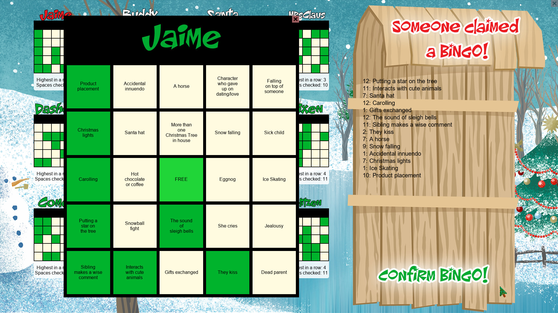 Christmas Movie Bingo