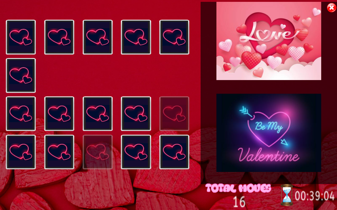All Valentine Pairs Memory Game