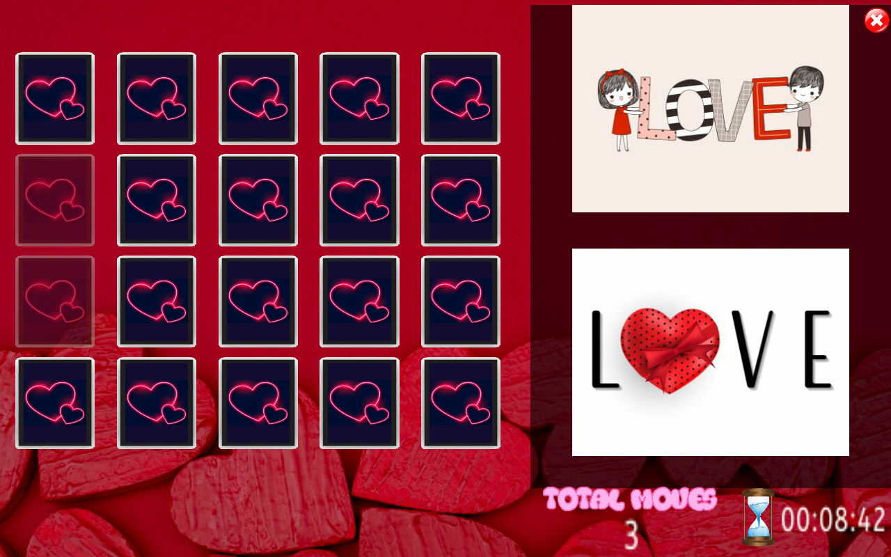 All Valentine Pairs Memory Game