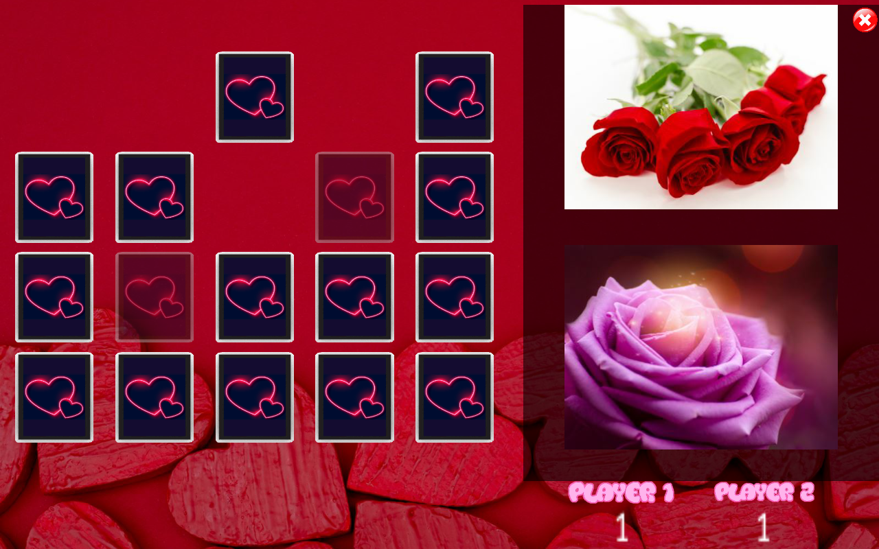 All Valentine Pairs Memory Game