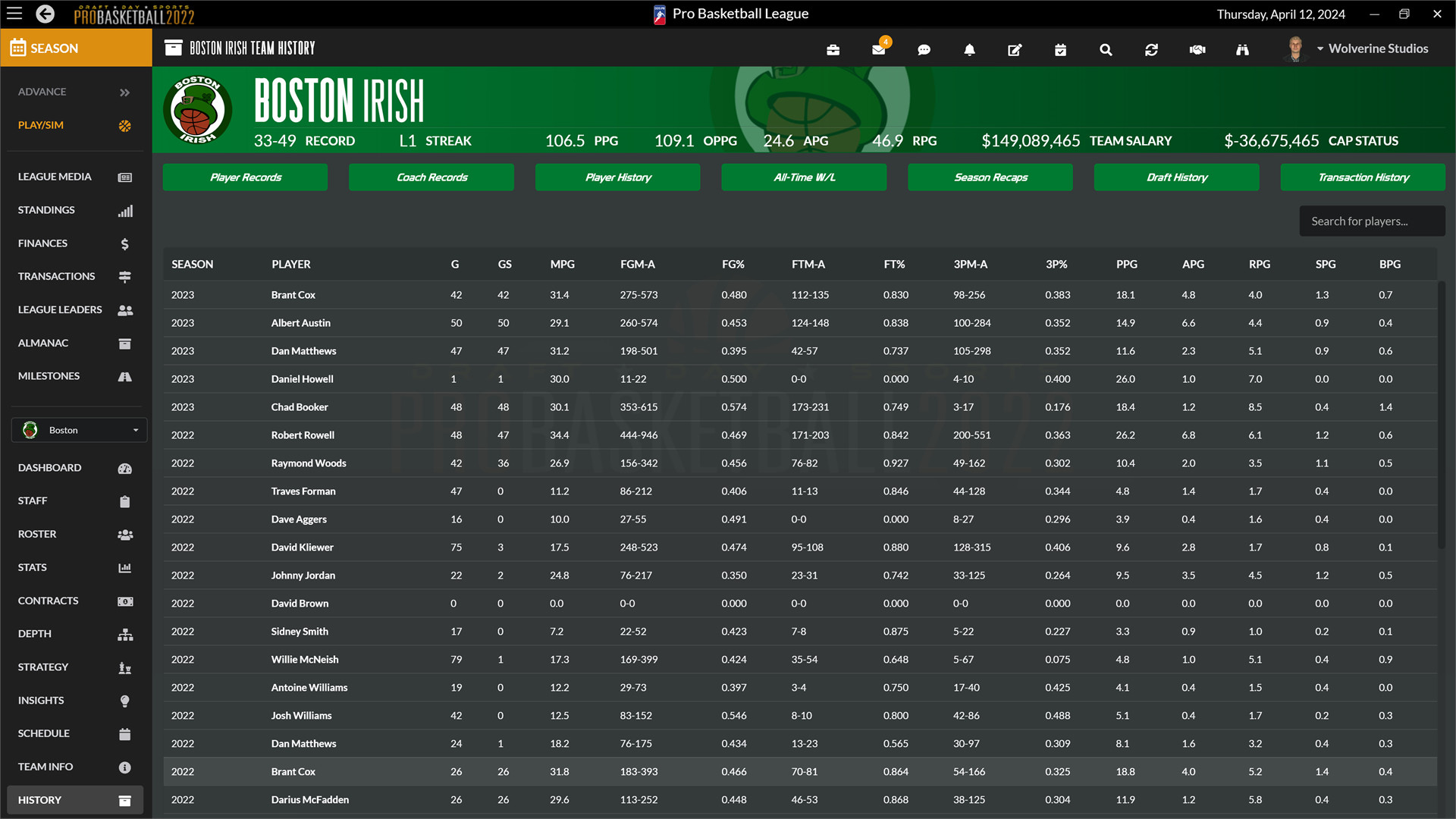 Draft Day Sports: Pro Basketball 2022