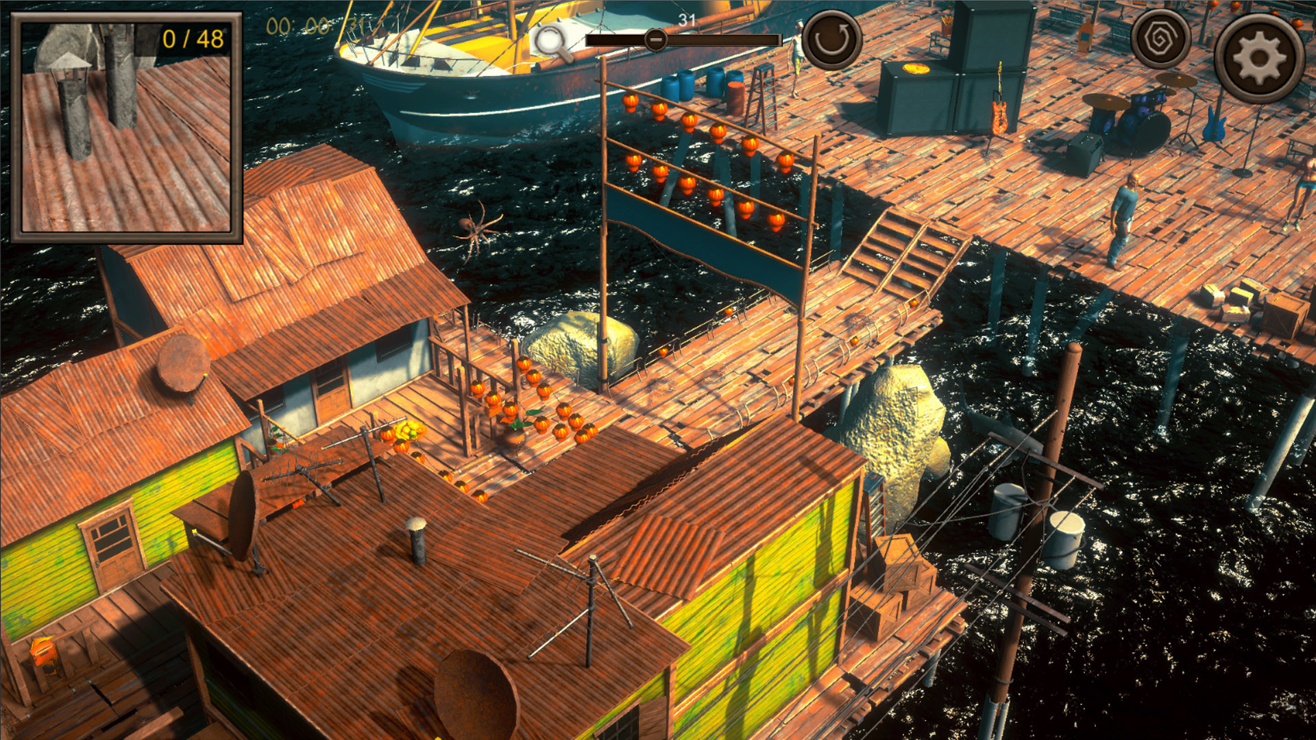 Hidden Floating City Top-Down 3D