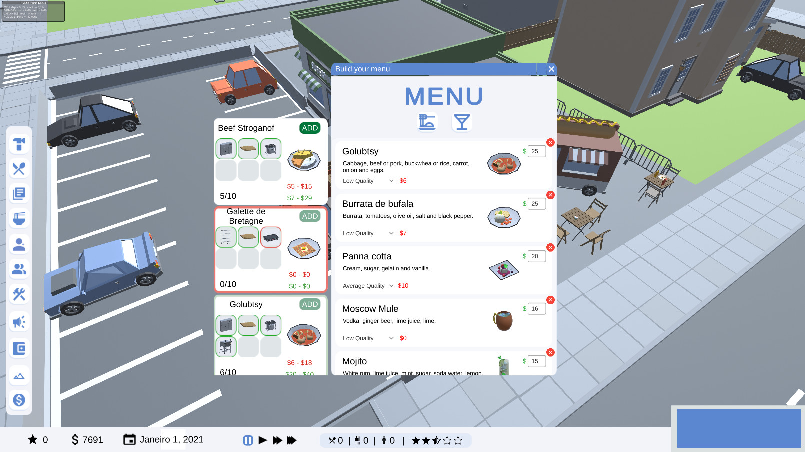 SIM Chef: Restaurant management