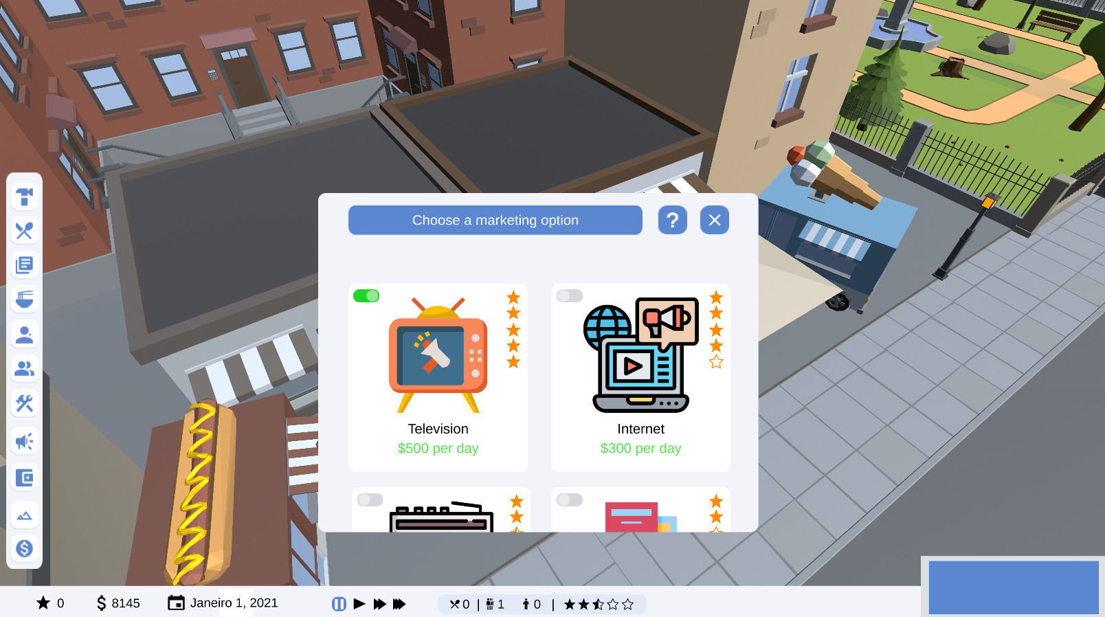 SIM Chef: Restaurant management