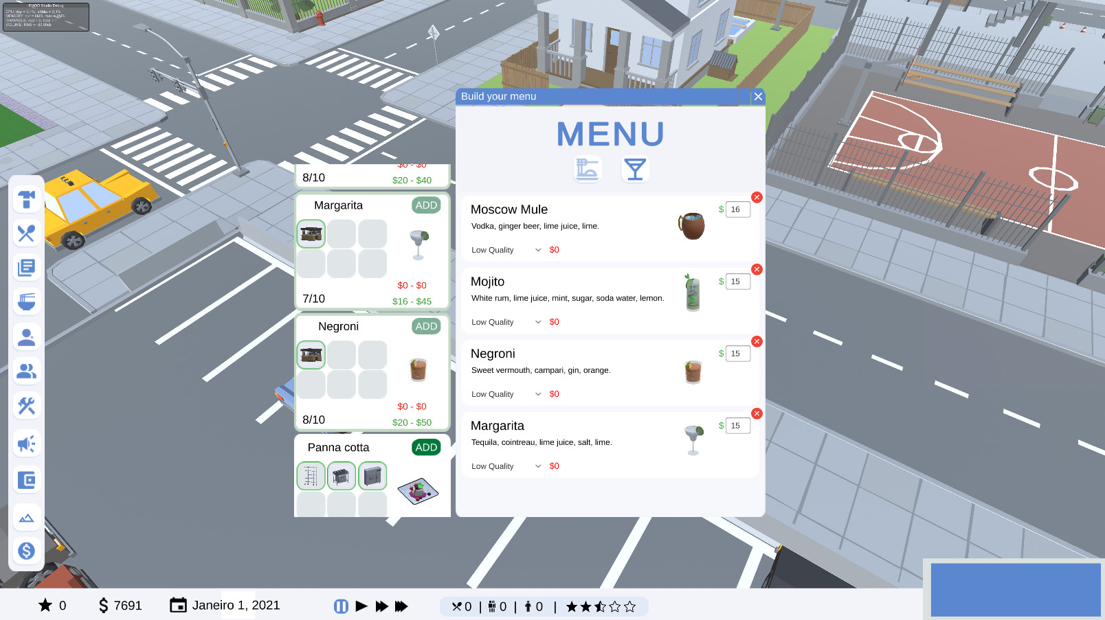 SIM Chef: Restaurant management