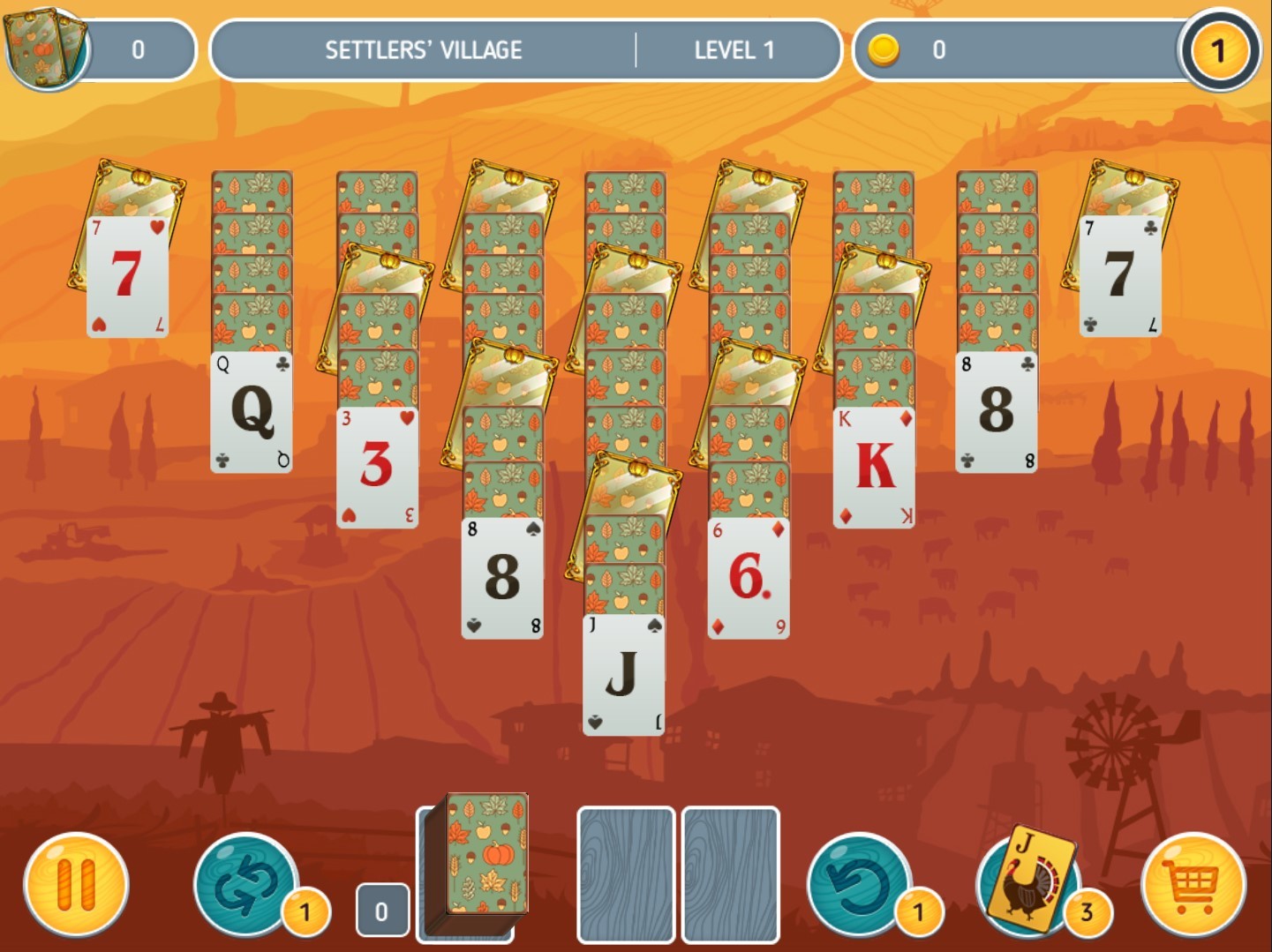 Solitaire Match 2 Cards. Thanksgiving Day