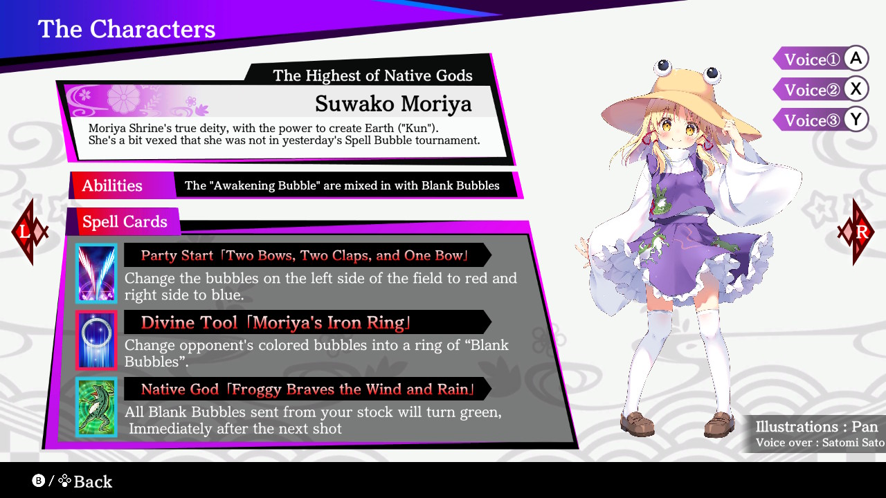 Touhou Spell Bubble: Character Pack – Suwako Moriya