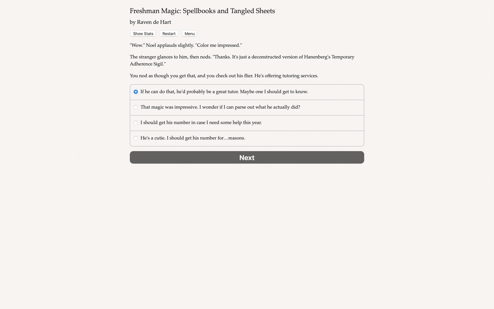 Freshman Magic: Spellbooks and Tangled Sheets