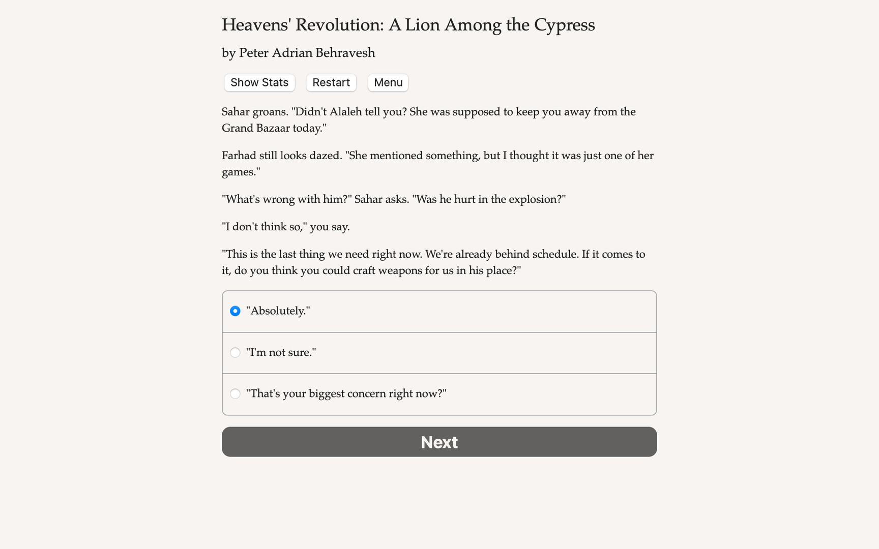 Heavens’ Revolution: A Lion Among the Cypress