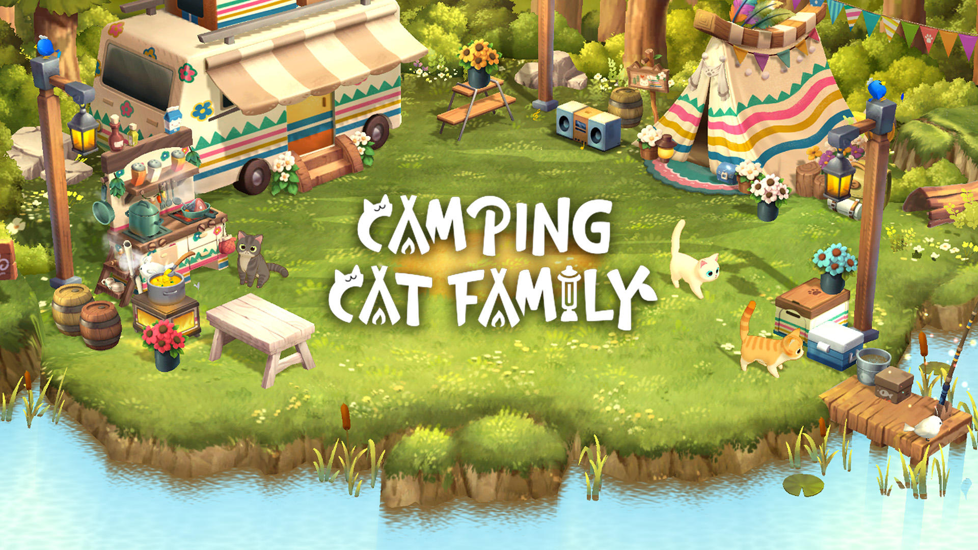 Camping Cat Family