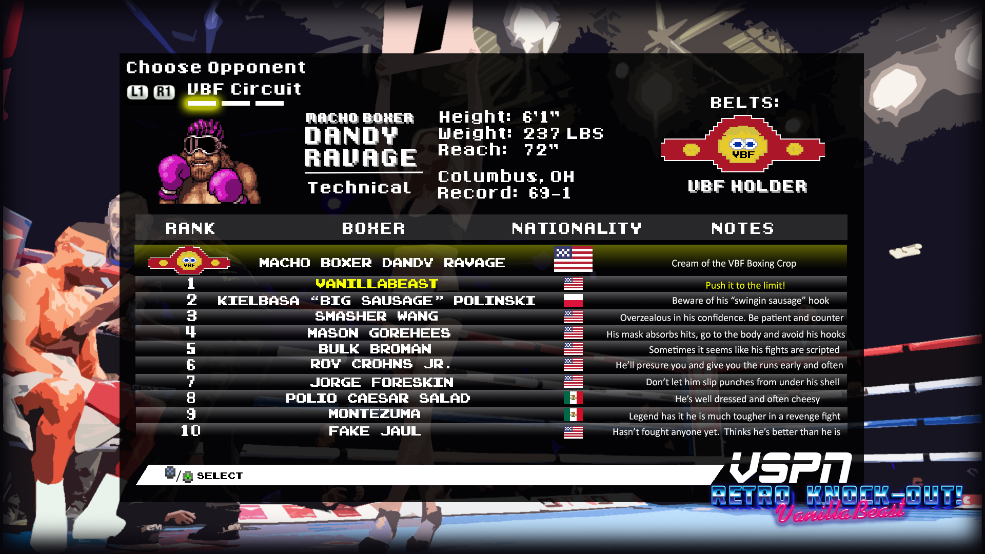 VanillaBeast: Retro Knock-Out!