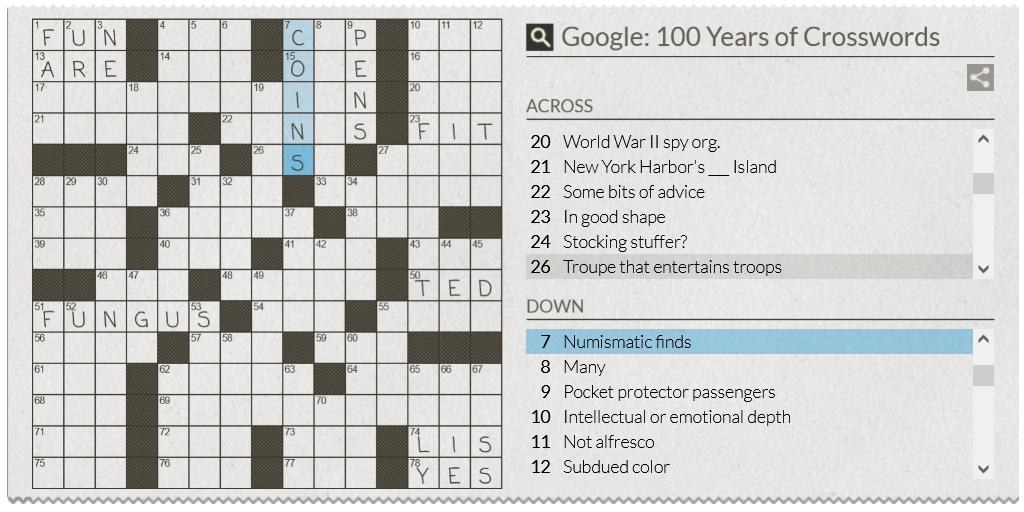 100th Anniversary of the Crossword Puzzle