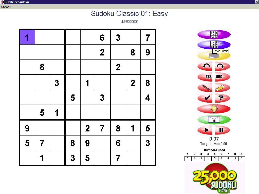 25,000 Sudoku Puzzles