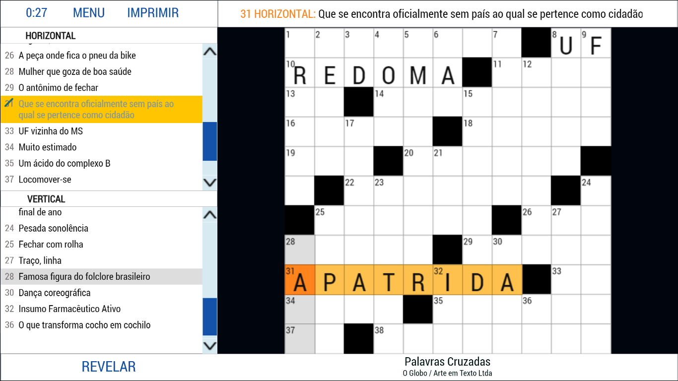 Palavras Cruzadas: O Globo