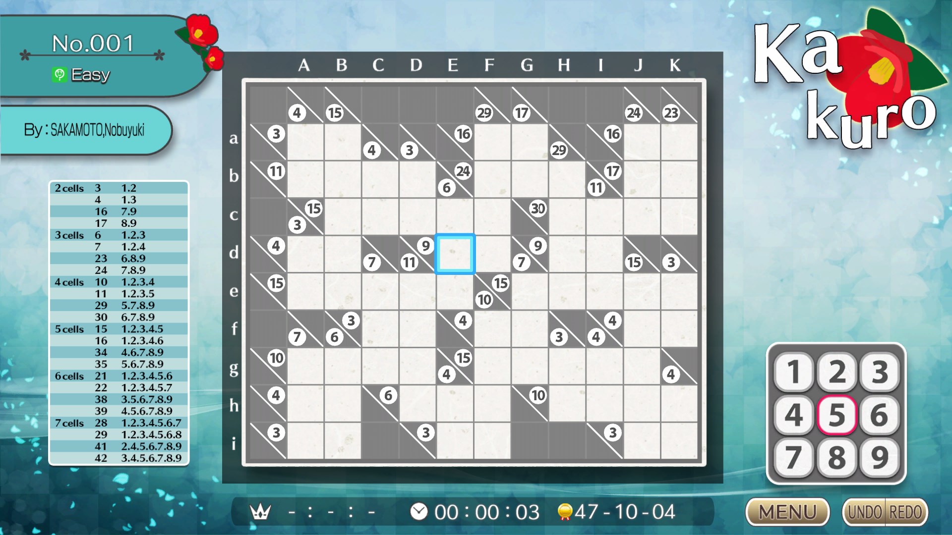 Puzzle by Nikoli W Kakuro