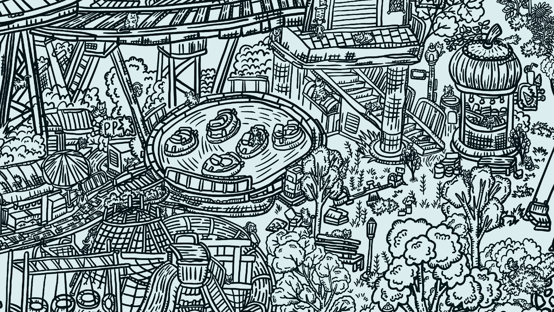 Hidden Cats In Amusement Park