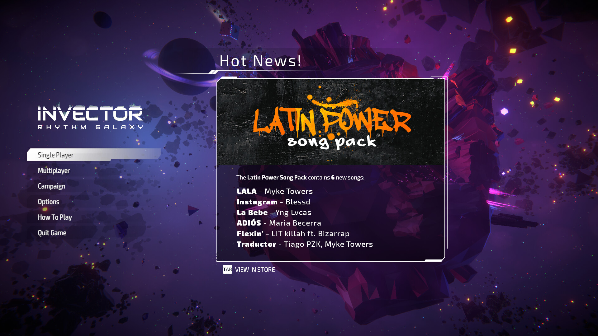 Invector: Rhythm Galaxy – Latin Power Song Pack