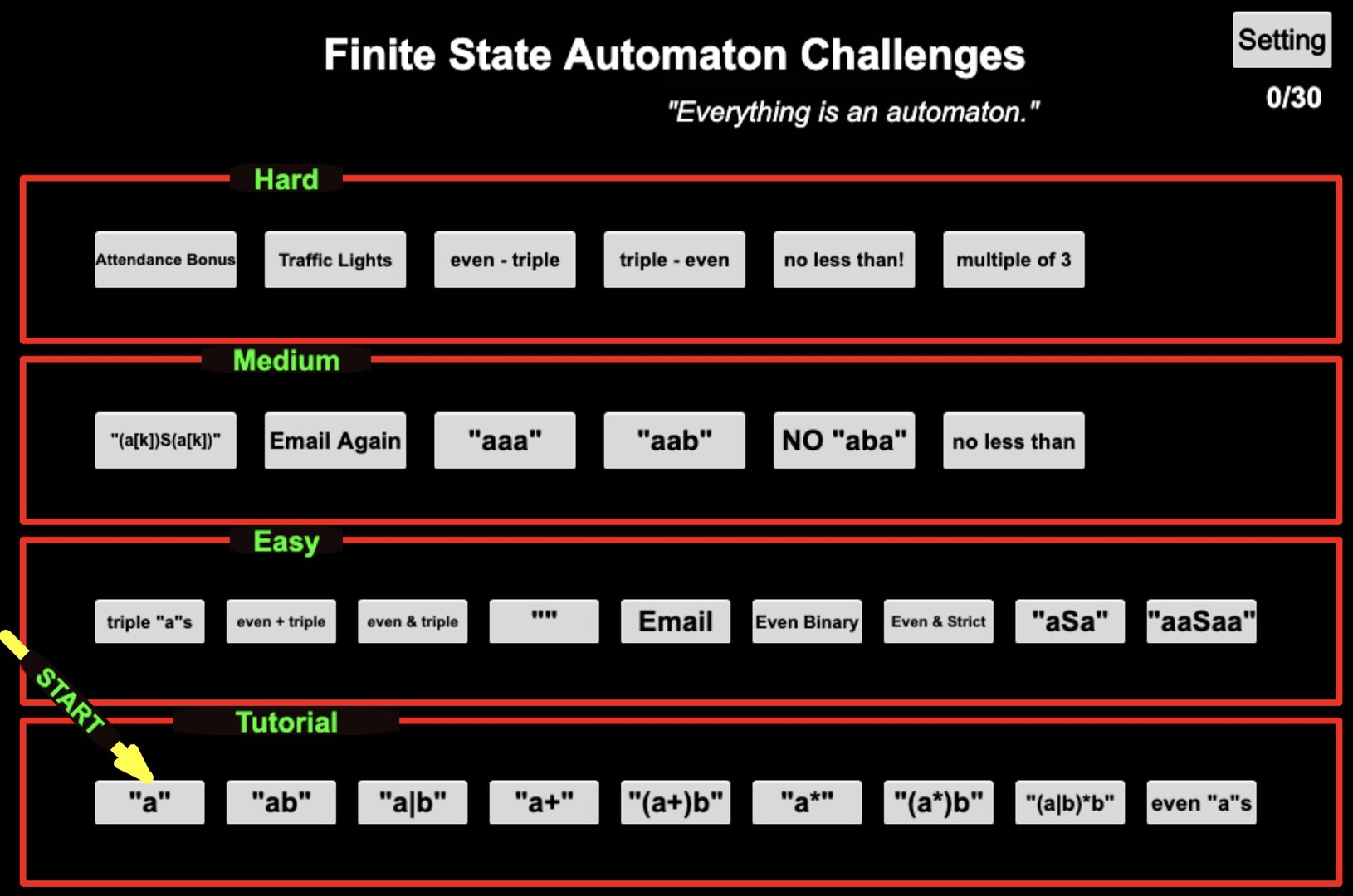Finite State Automaton Challenges