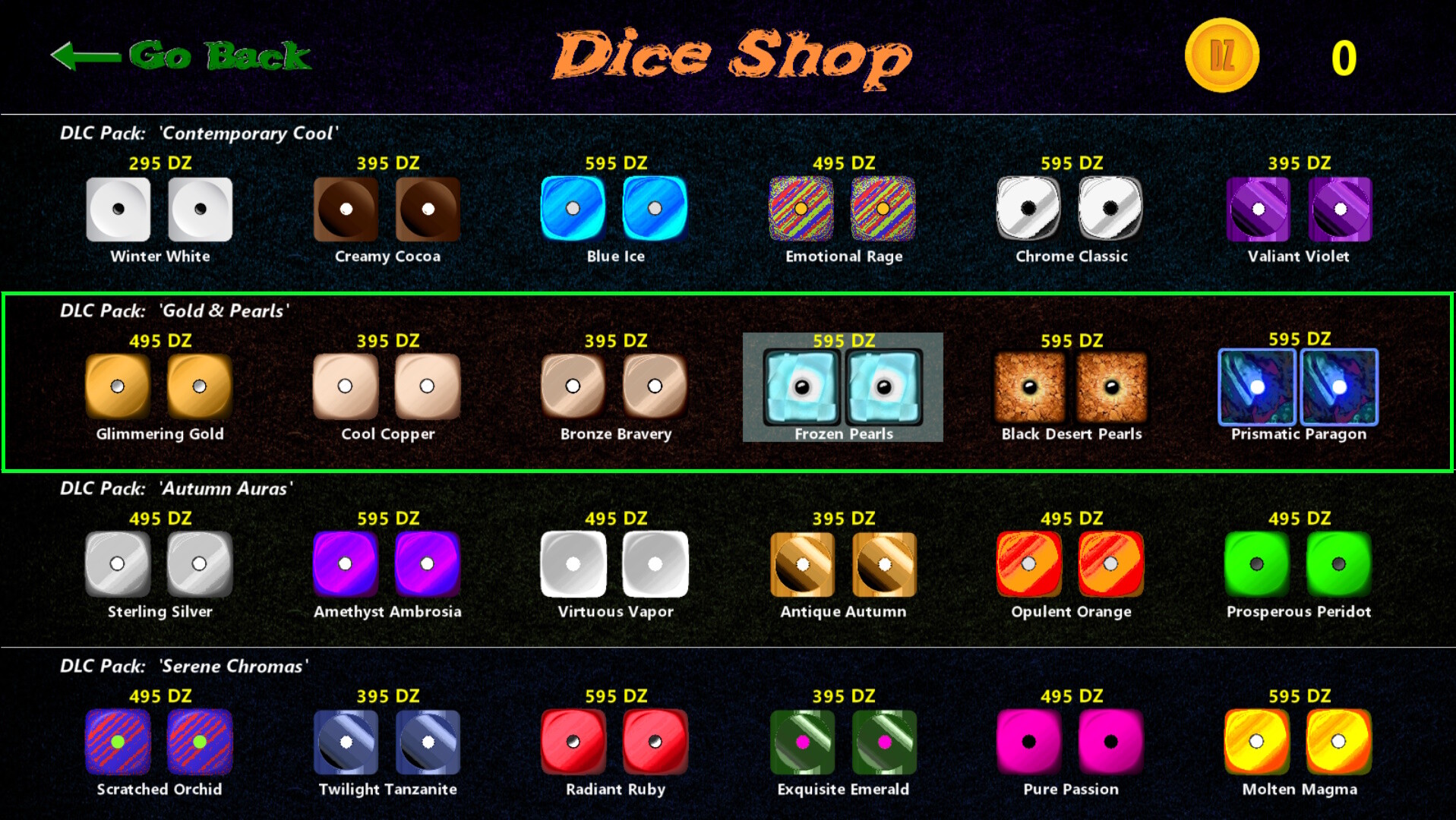 Dice-Zee!: Dice Pak – “Gold &amp; Pearls”