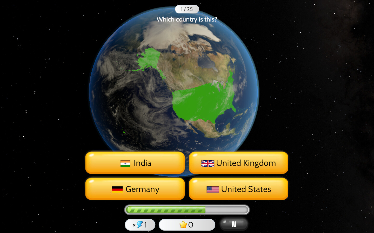 Capitals Quizzer: Globe Mode