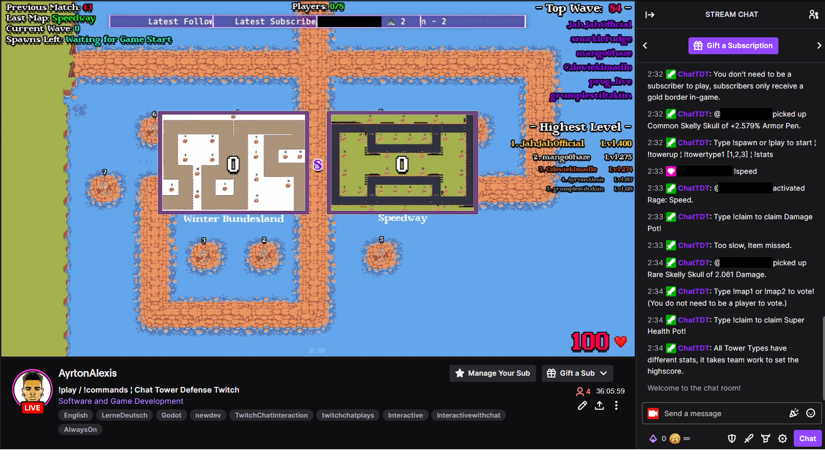 ChatTDT: Tower Defense Twitch