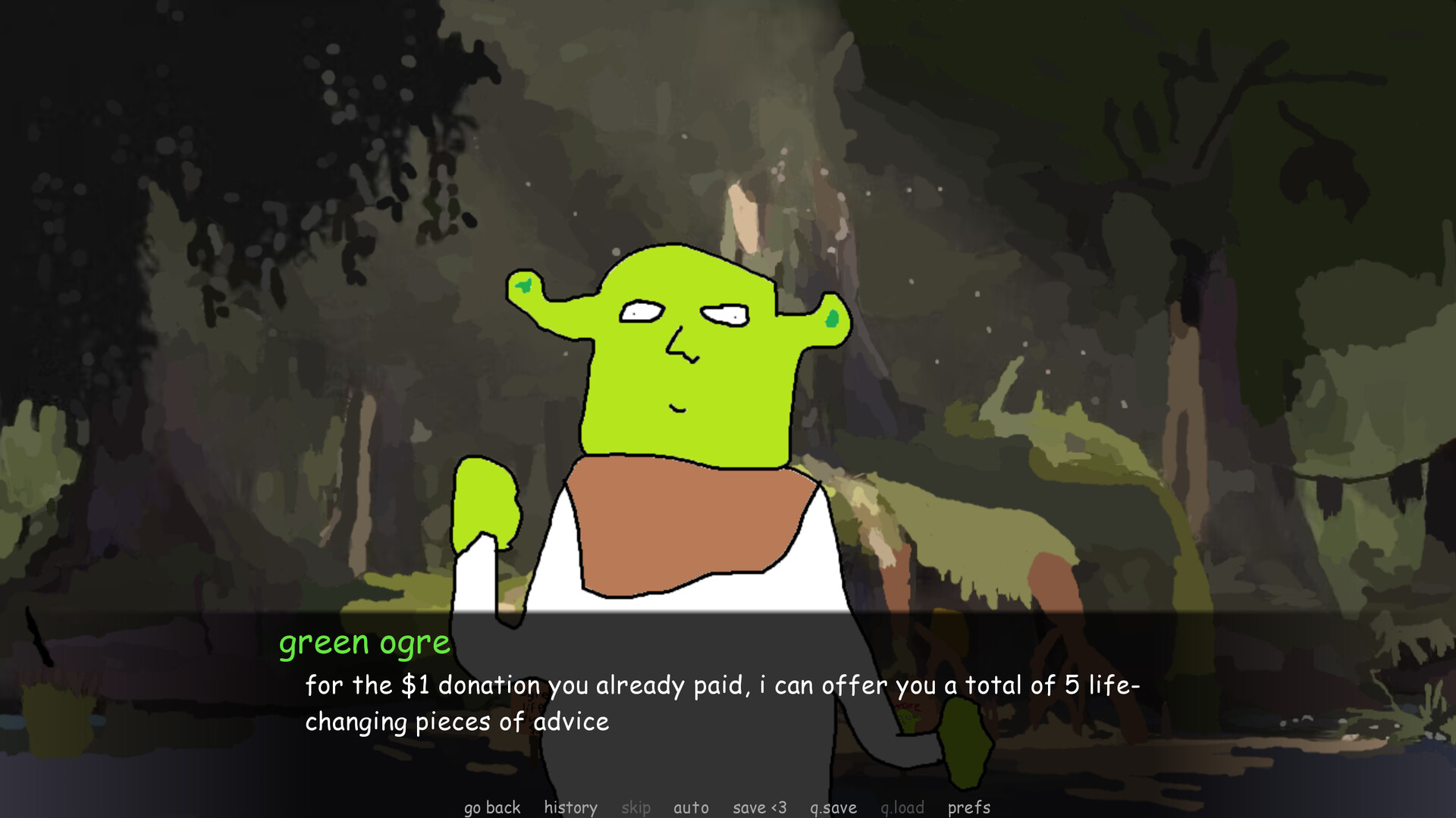 Green Ogre Gives You Terrible Life Advice and Dies