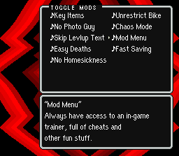 Earthbound Mod Menu