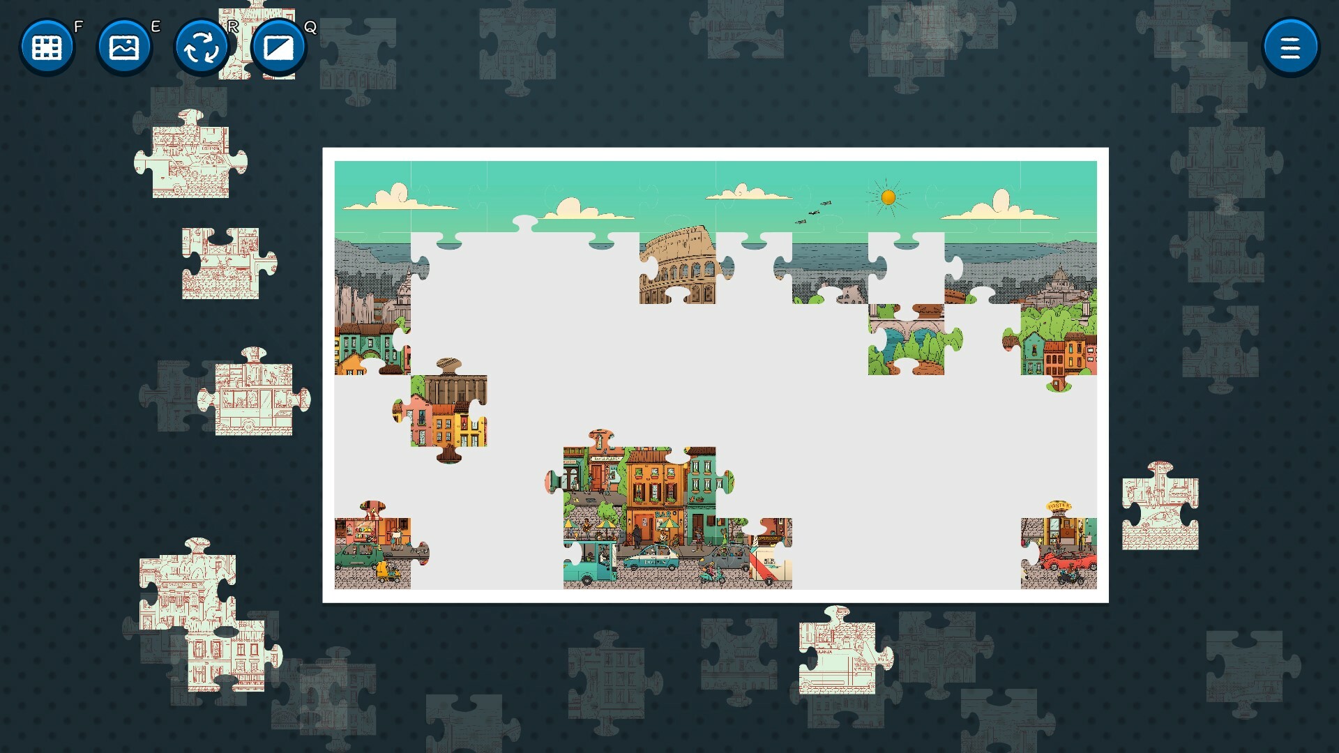 Hidden Cats in Jigsaw Puzzle: Rome