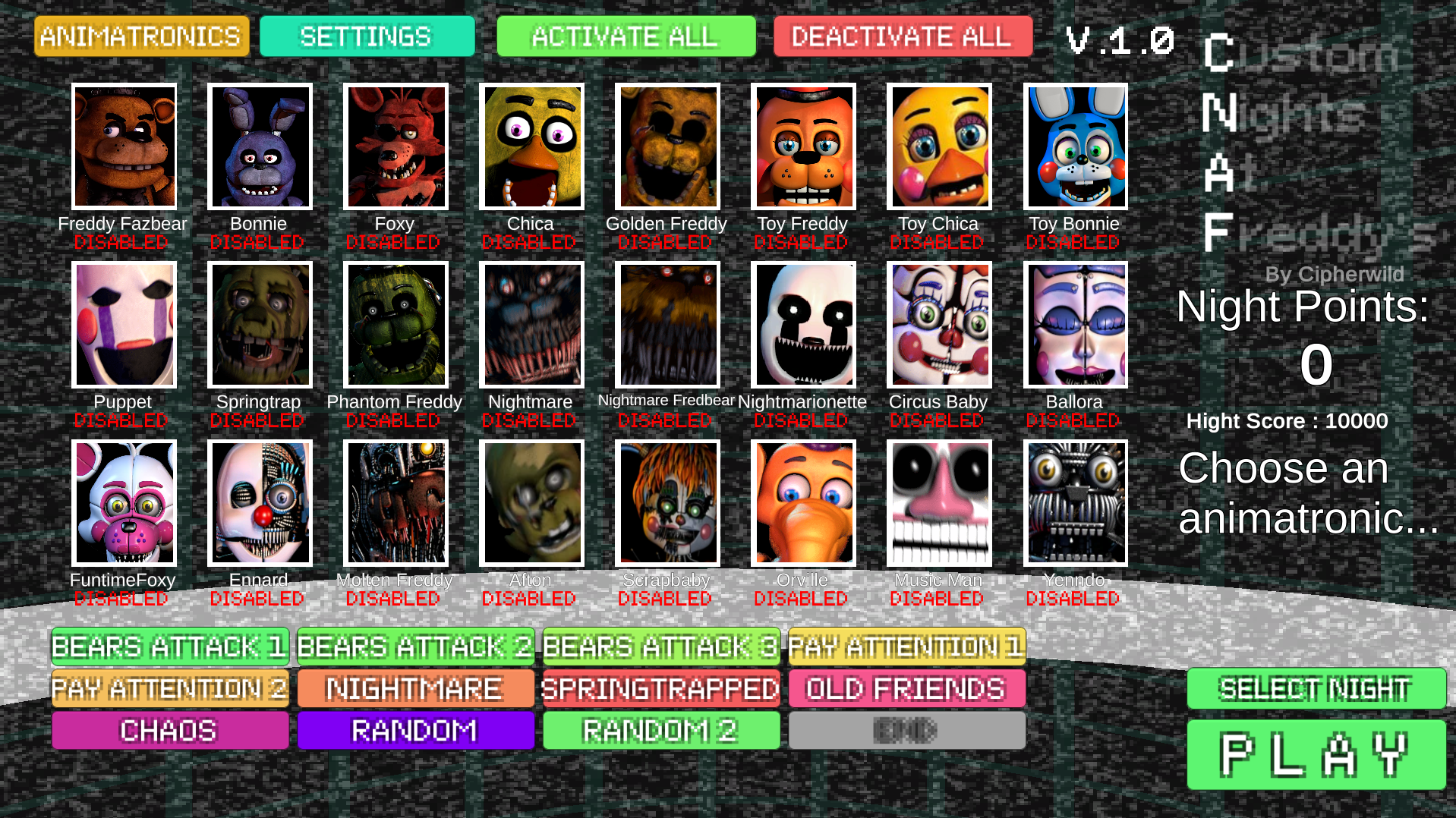 Custom Nights at Freddy’s