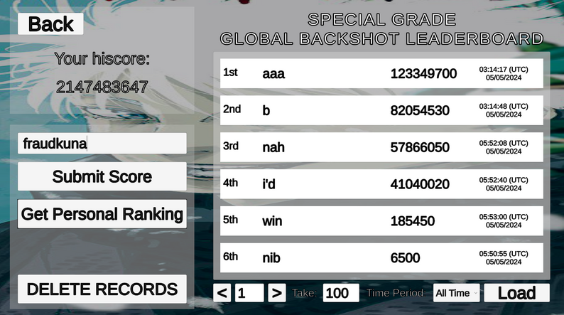 Satoru Gojo Backshot Simulator