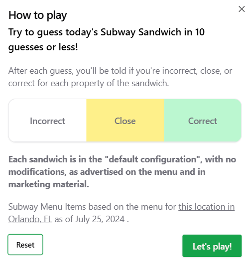 Subway Sandwichdle
