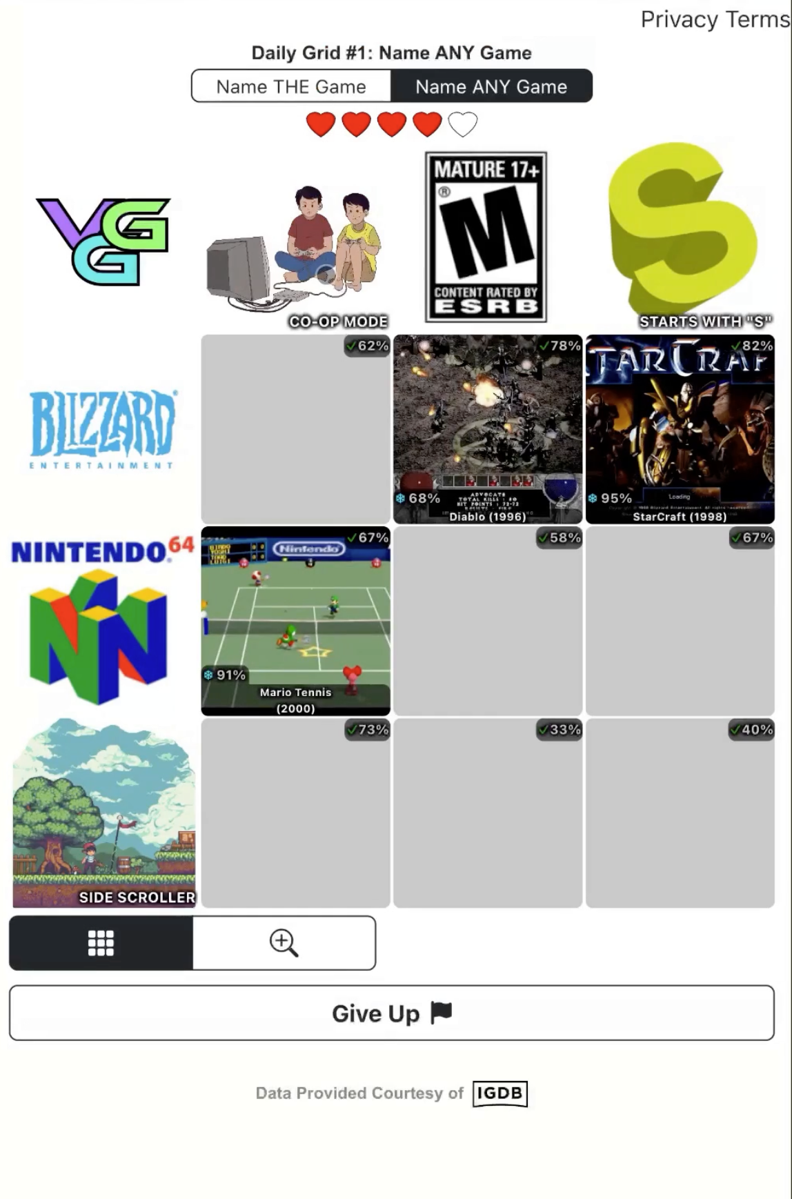 Video Game Grid