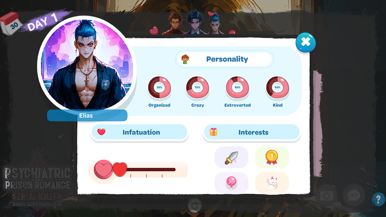 Psychiatric Prison Romance: Serial Killer Anime Boys Dating Sim