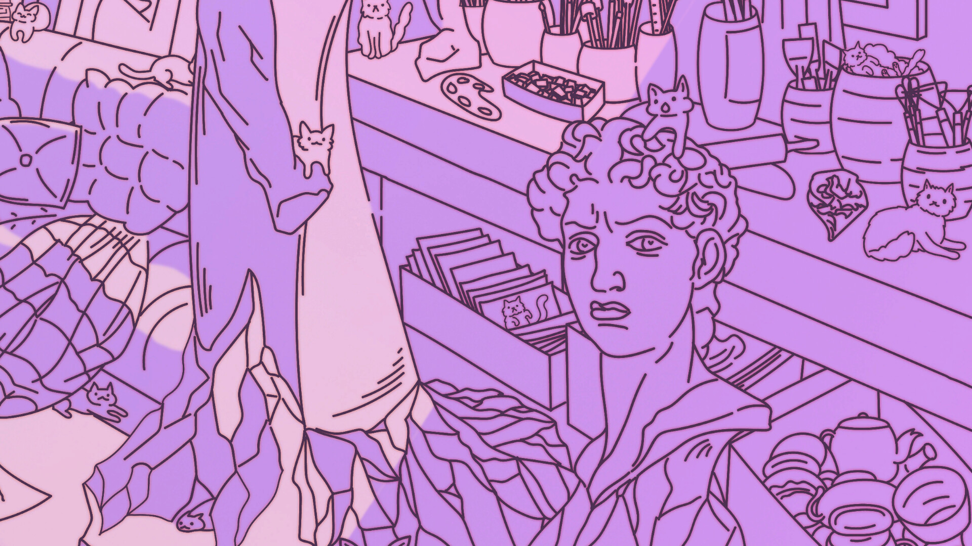 Cats Visiting Cozy Art Studios