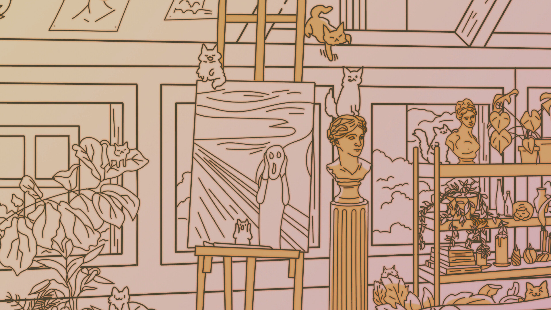 Cats Visiting Cozy Art Studios