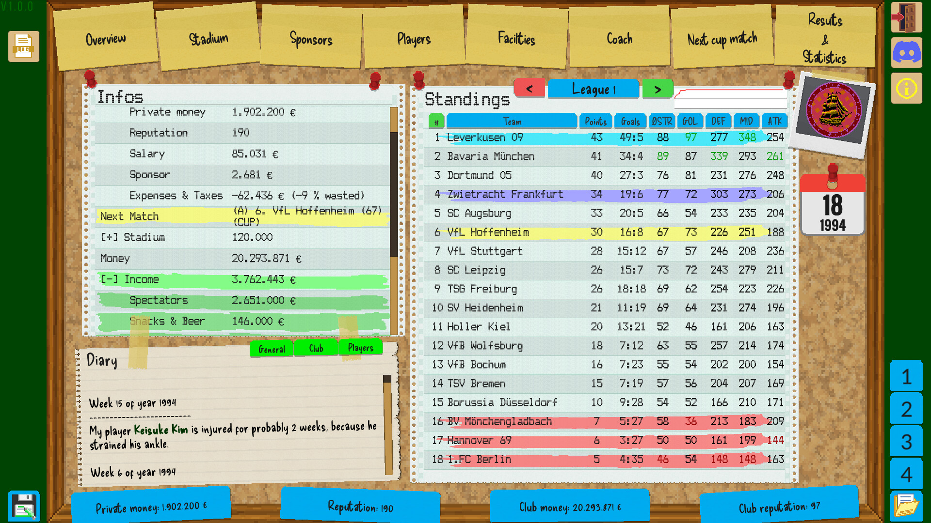 Boeckham’s Football Manager