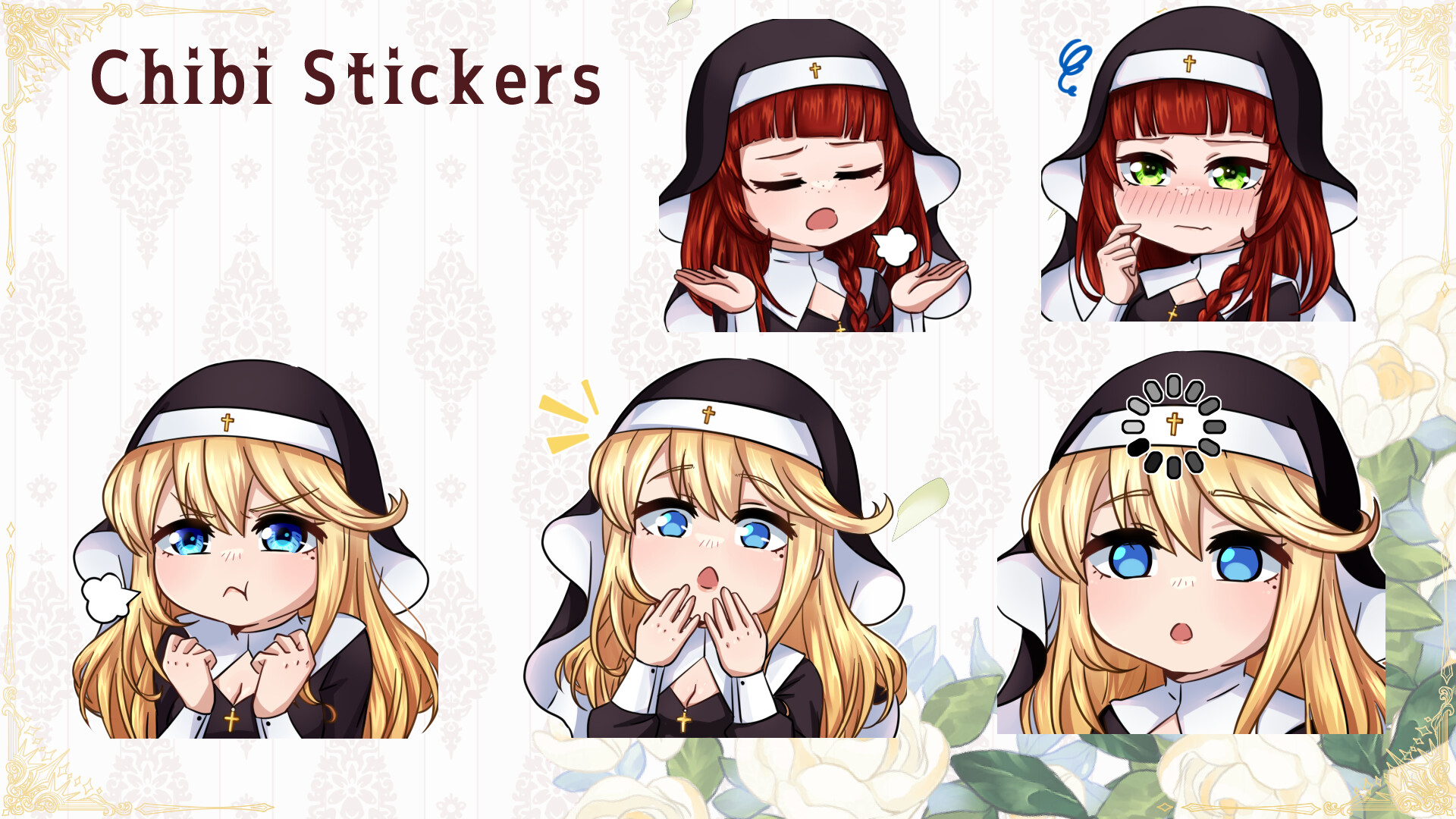 Tentacles Party With Nuns Chibi Stickers