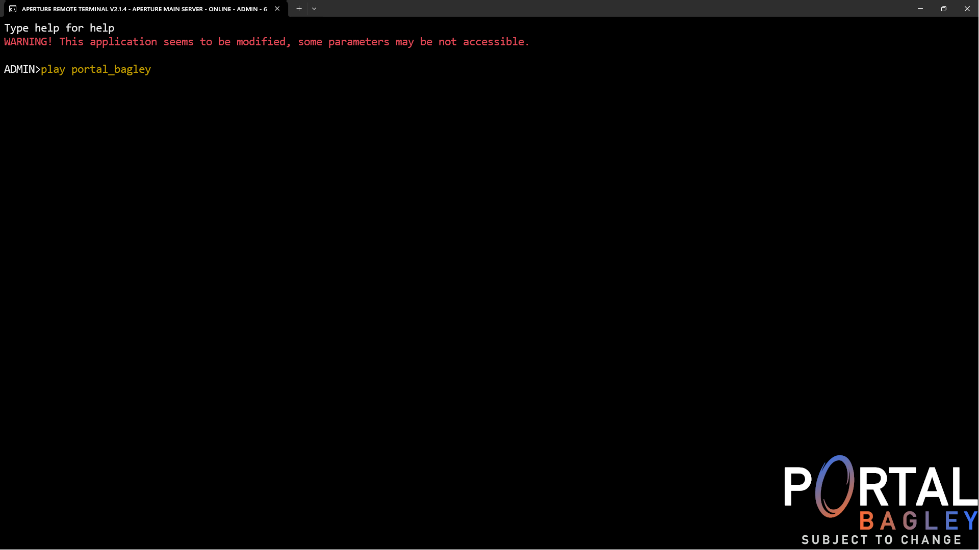 Portal Bagley: Aperture Remote Terminal
