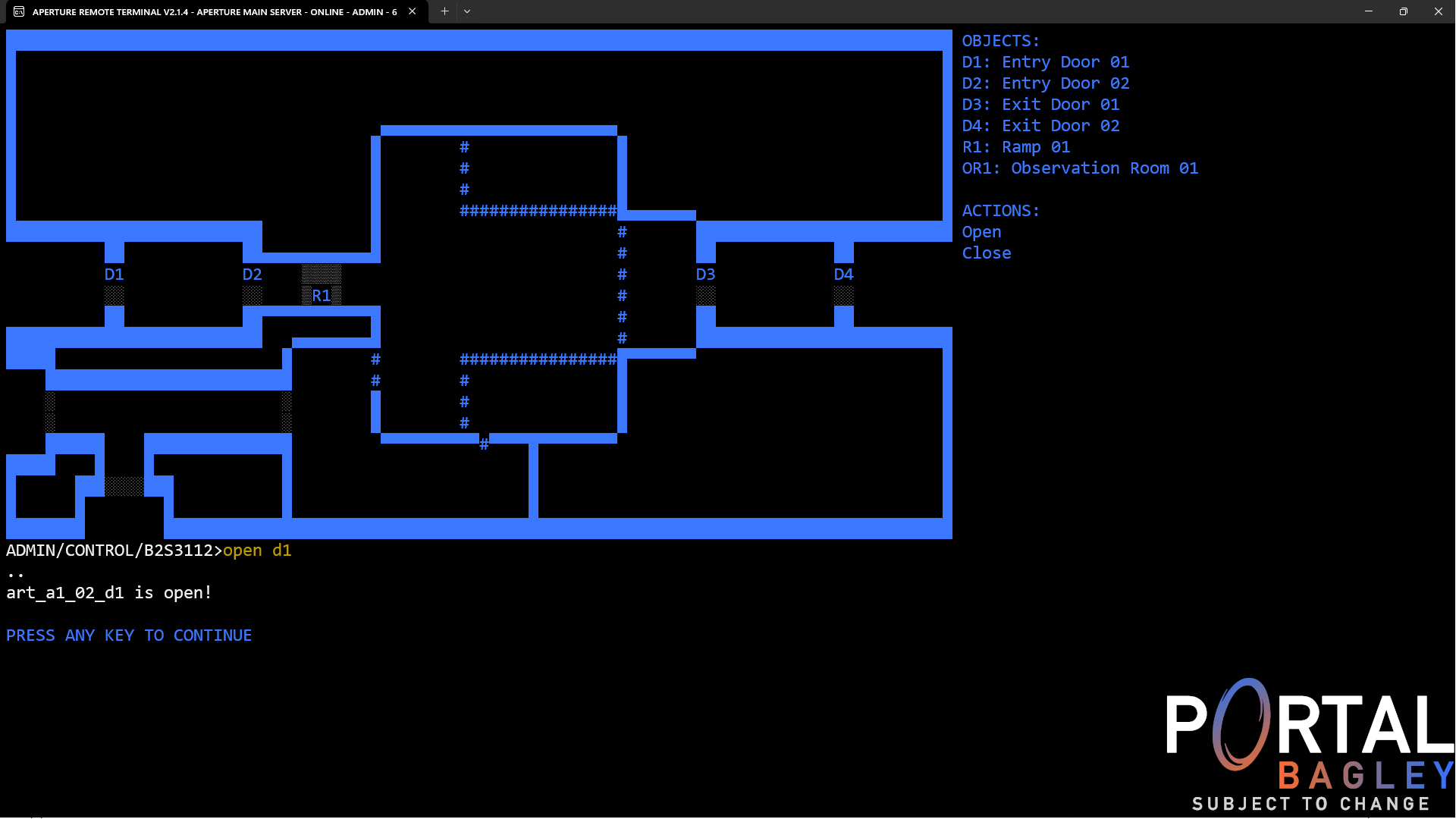 Portal Bagley: Aperture Remote Terminal
