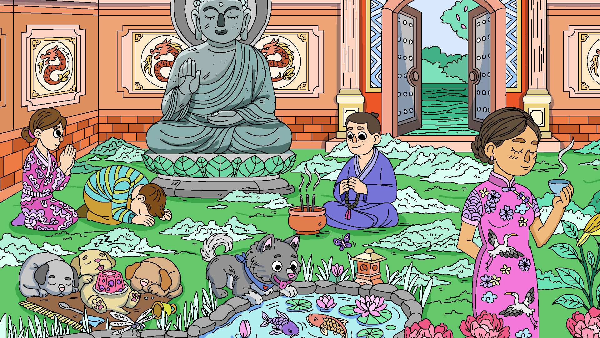 100 Cats Lost in World Find &amp; Color