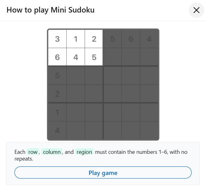 Mini Sudoku