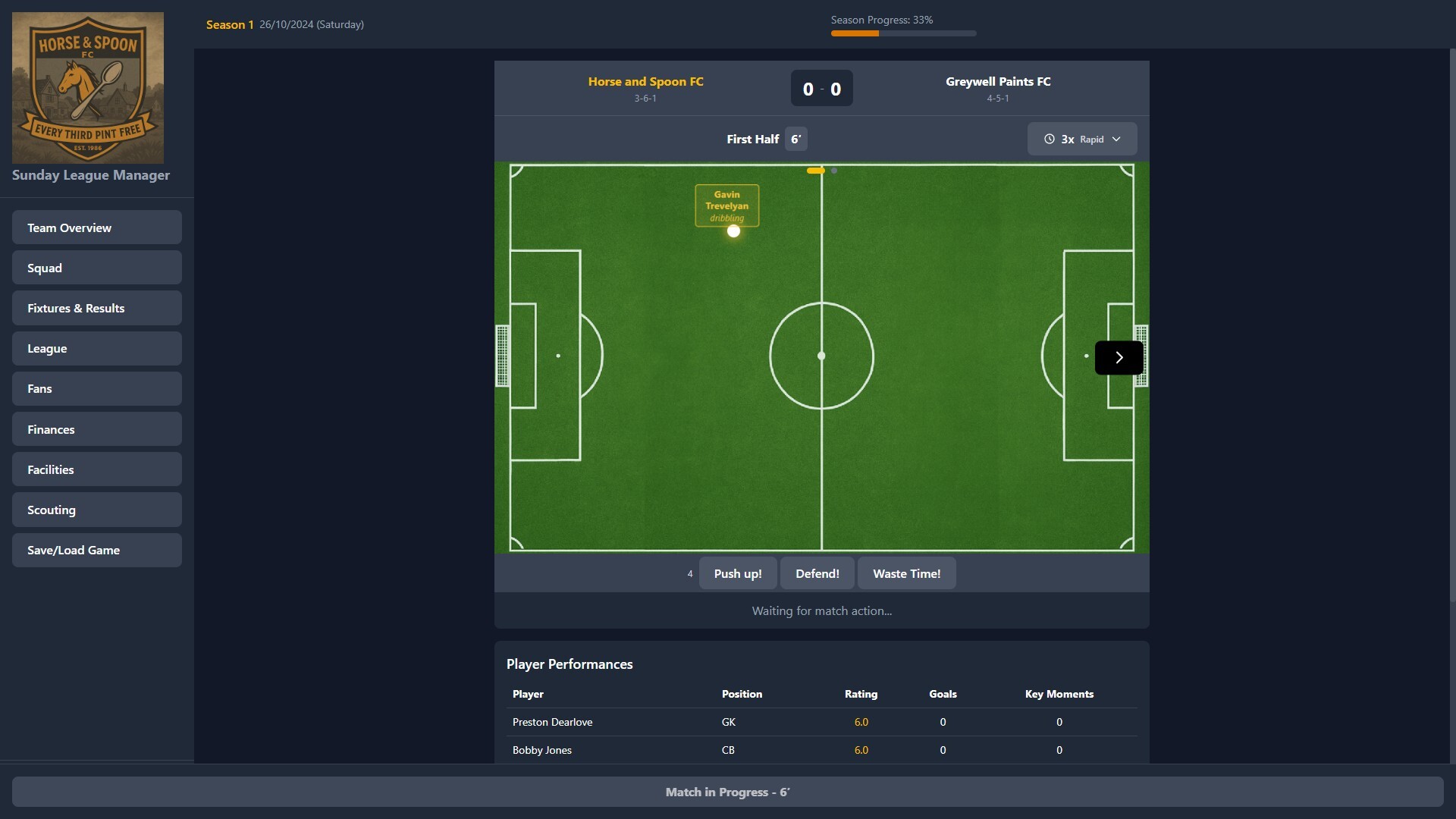 Sunday League Manager: Horse &amp; Spoon