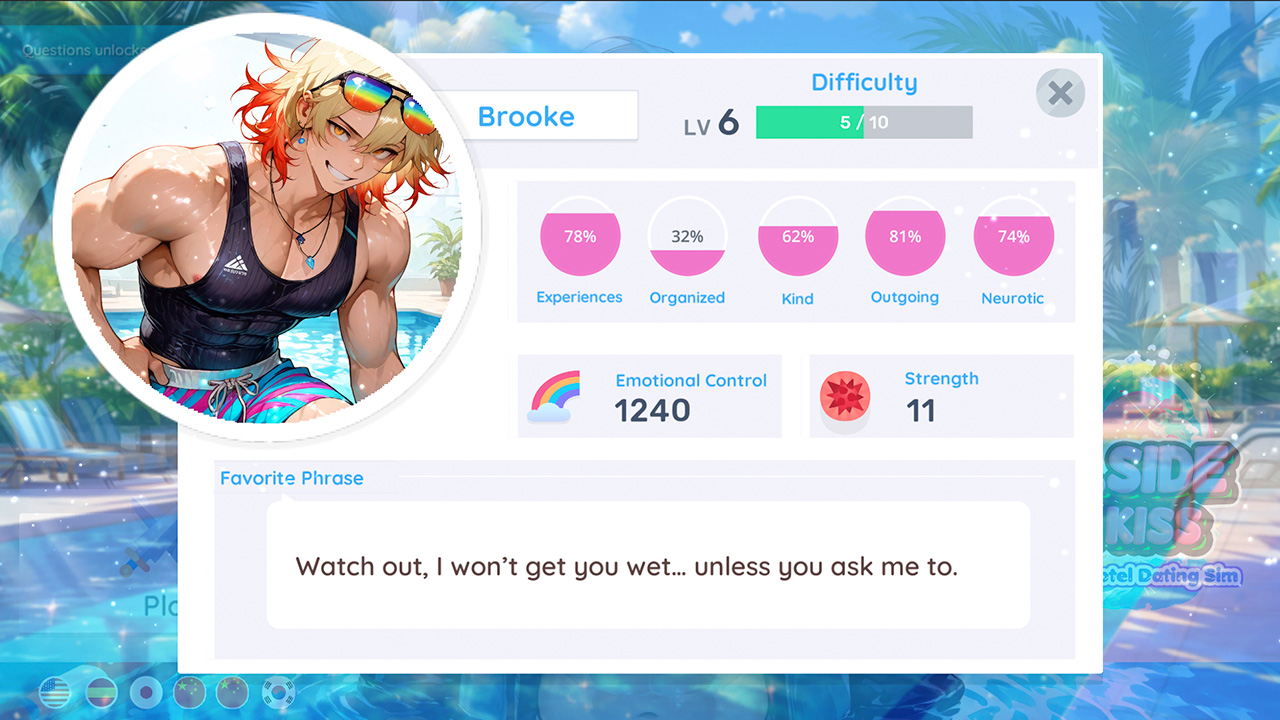 Poolside Boys Kiss: Passion Fruits Hotel Dating Sim