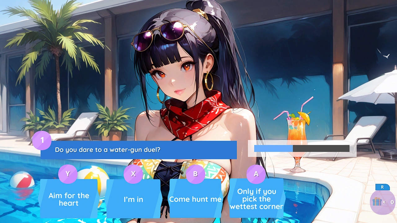 Poolside Girls Kiss: Passion Fruits Hotel Dating Sim
