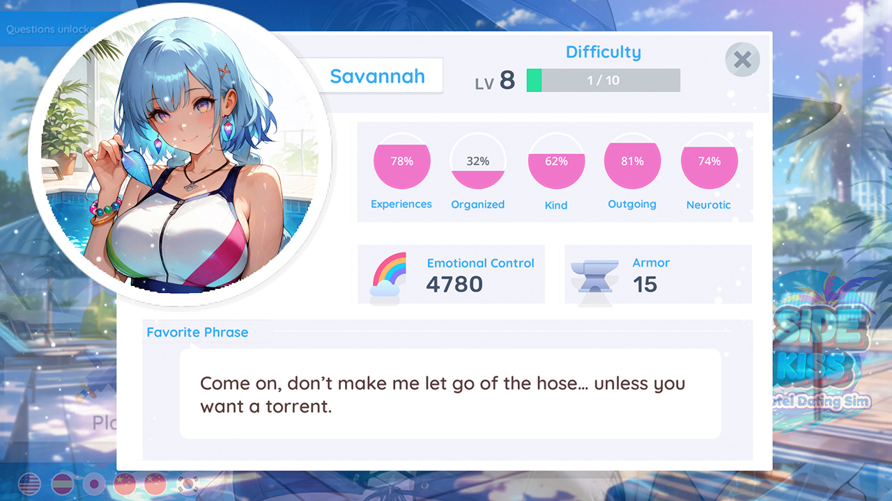 Poolside Girls Kiss: Passion Fruits Hotel Dating Sim