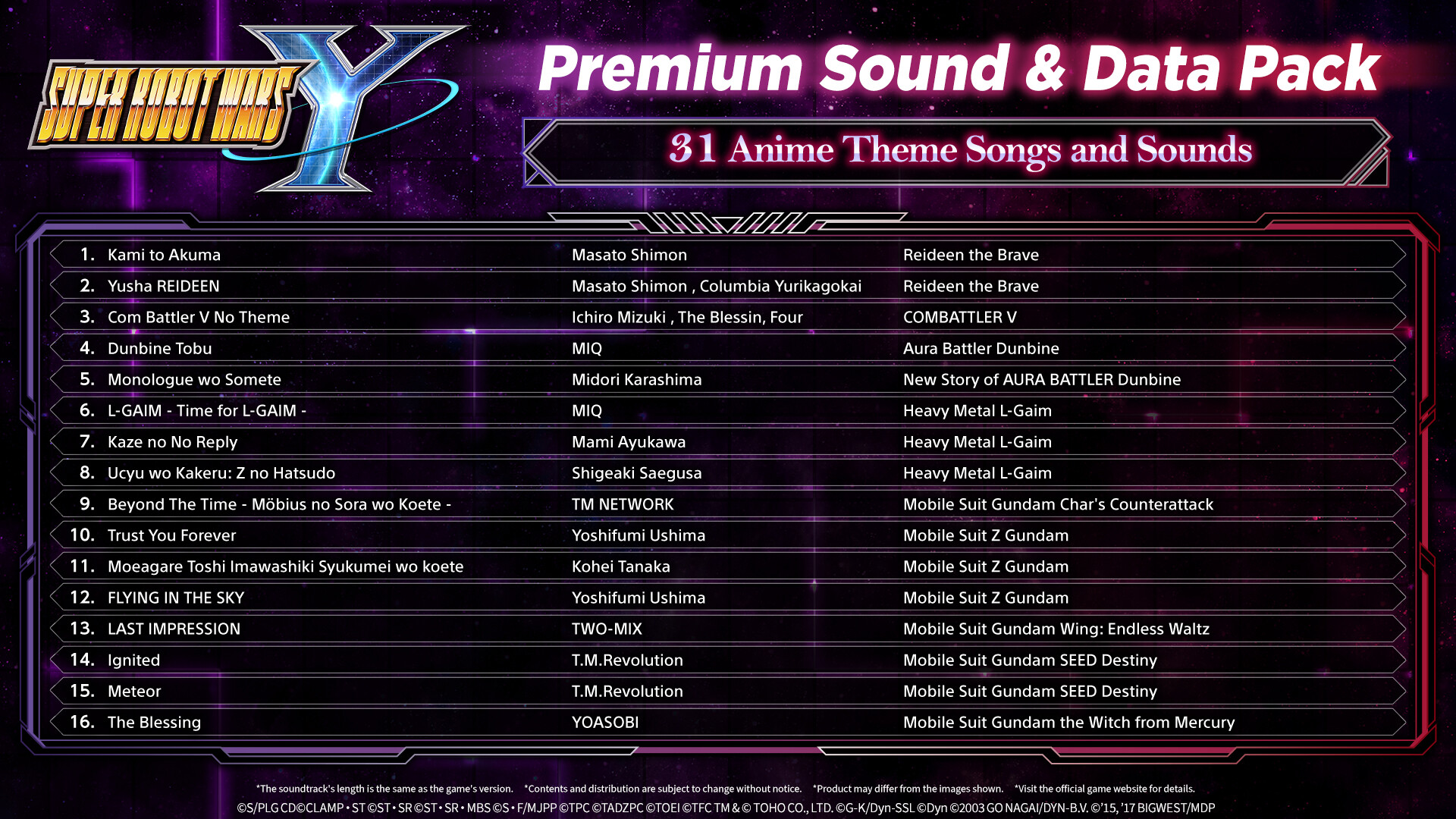 Super Robot Wars Y: Premium Sound &amp; Data Pack