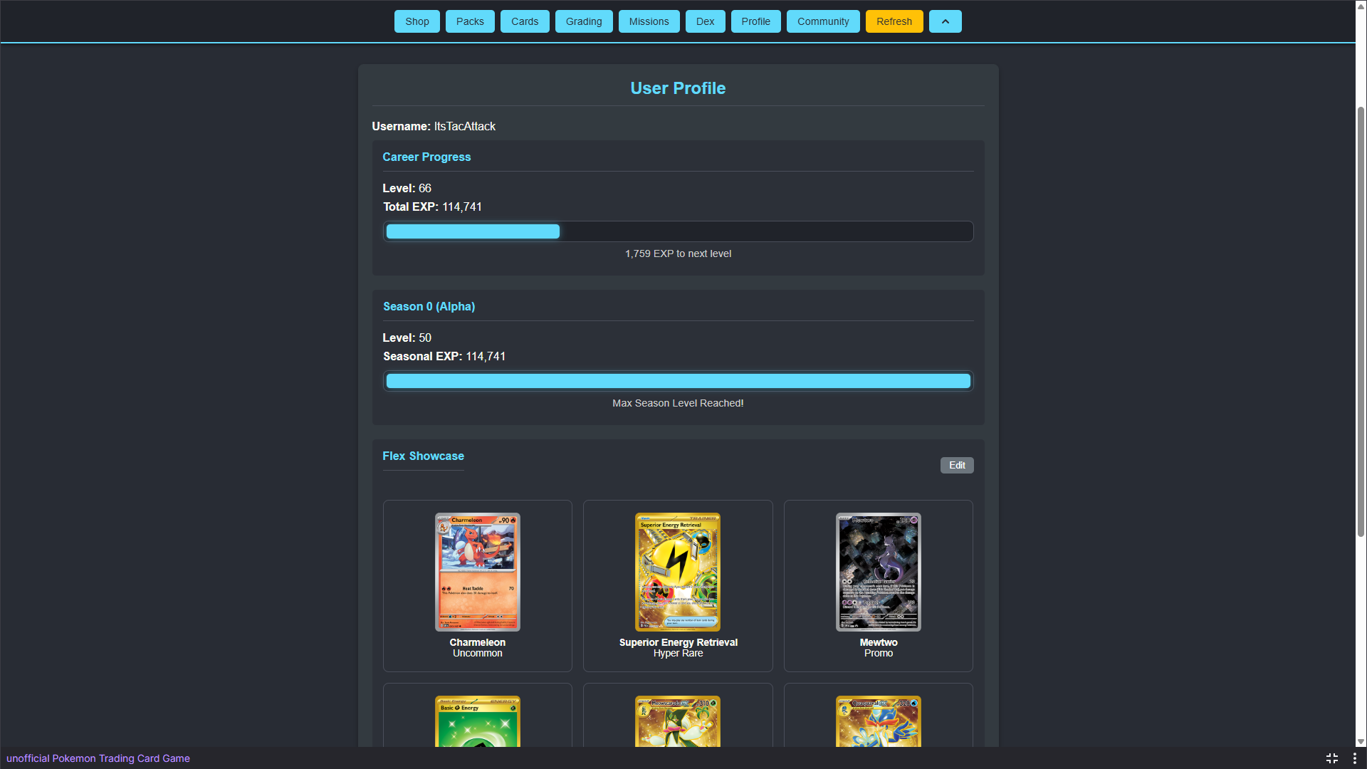 Unofficial Pokemon Trading Card Game